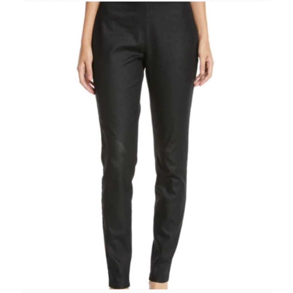 NWT Eileen Fisher Coated Organic Cotton Denim Leggings Black Womens Pants Small